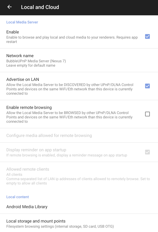 Enable remote browsing