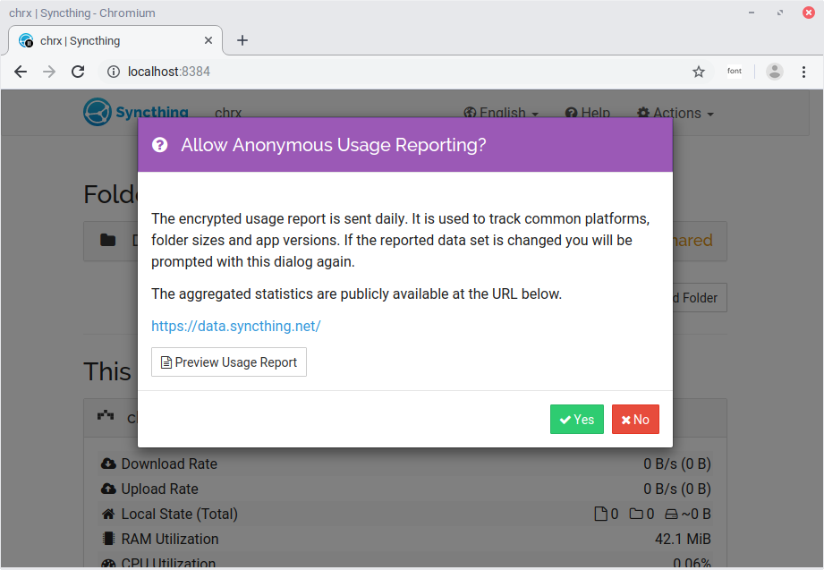 匿名データ送信確認
