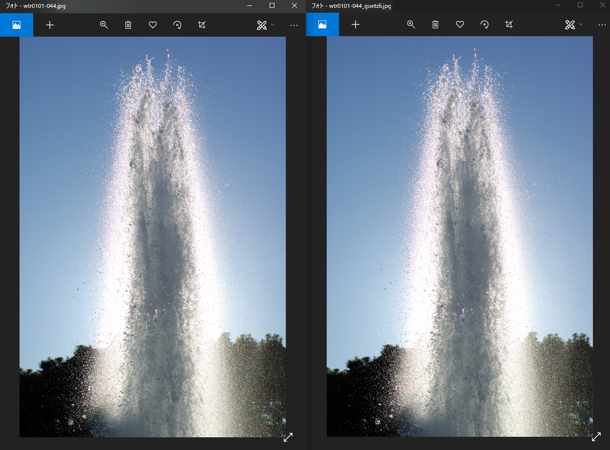 元画像とGuetzliで圧縮した画像の比較